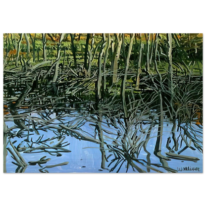 Study for Low Water - Knight's Flowage - 1980 - Neil Welliver Brushed Aluminum Print - 70x100 cm / 28x40 inches | Neil Welliver Aluminum Print | Neil Welliver Prints