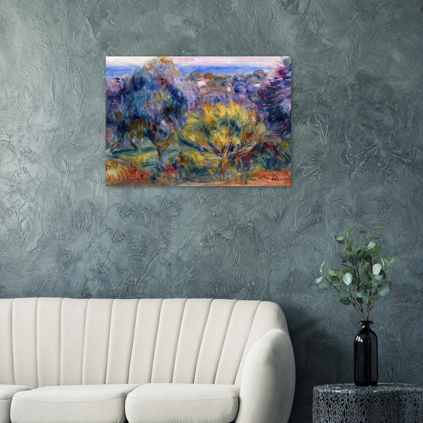 Landscape with a View of the Sea - Pierre-Auguste Renoir Brushed Aluminum Print - 70x100 cm / 28x40 inches | Pierre-Auguste Renoir Aluminum Print | Pierre-Auguste Renoir Prints