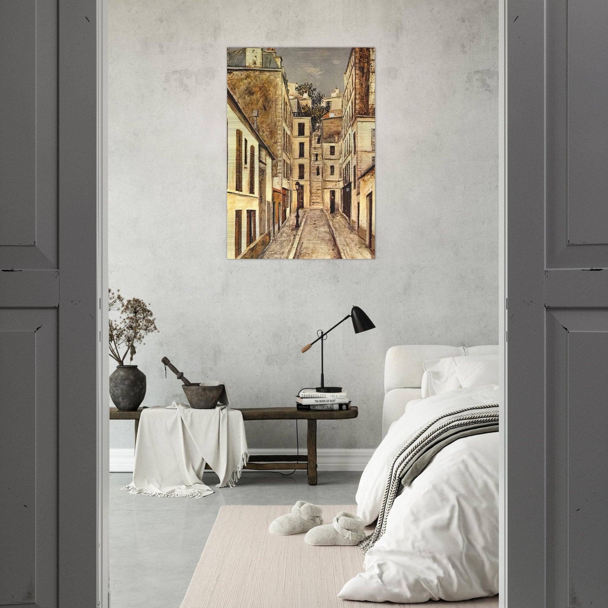 THE PASSAGE THE DEAD END - Maurice Utrillo Brushed Aluminum Print - 70x100 cm / 28x40 inches | Maurice Utrillo Aluminum Print | Maurice Utrillo Prints