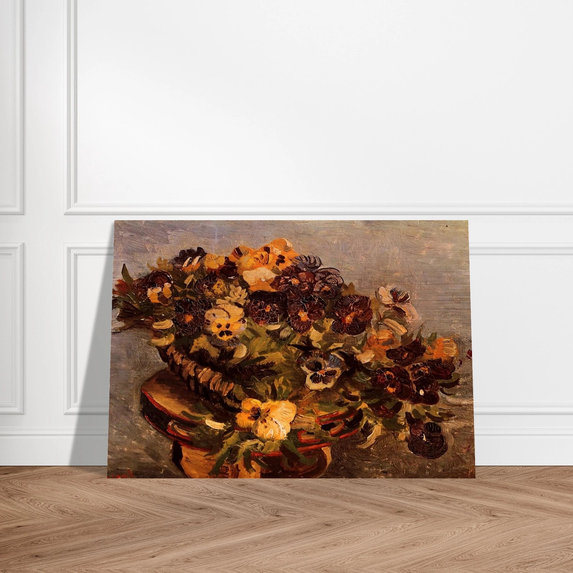 Tambourine with Pansies - Vincent van Gogh Brushed Aluminum Print - 70x100 cm / 28x40 inches | Vincent van Gogh Aluminum Print | Vincent van Gogh Prints