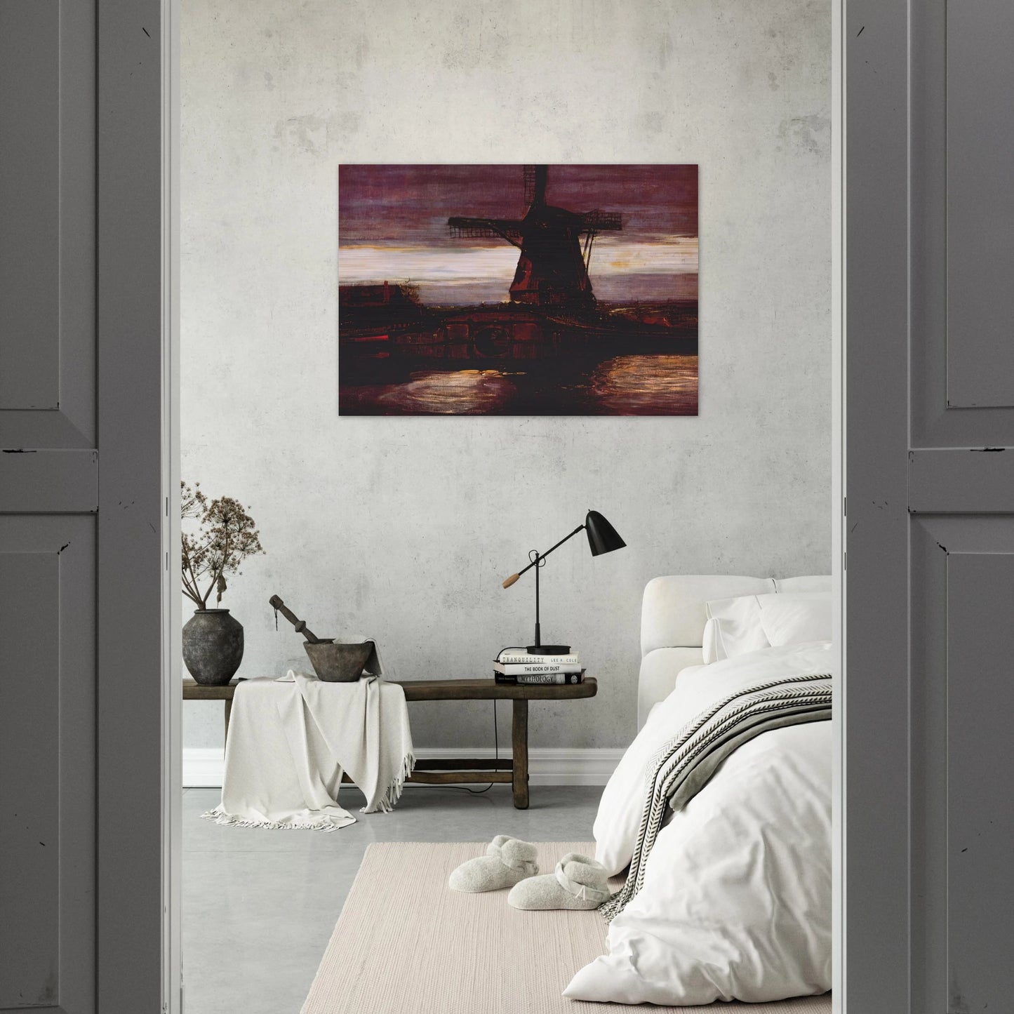 Stammer Mill with Streaked Sky - Piet Mondrian Brushed Aluminum Print - 70x100 cm / 28x40 inches | Piet Mondrian Aluminum Print | Piet Mondrian Prints