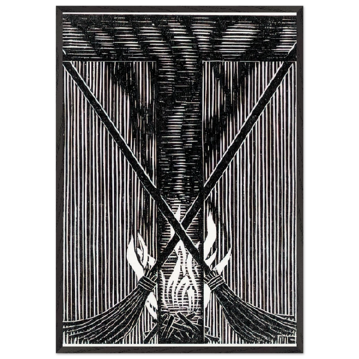INITIAL T - MC Escher 70x100 cm / 28x40 inches Framed Art Print – Black Wooden Frame | Maurits Cornelis Escher Prints