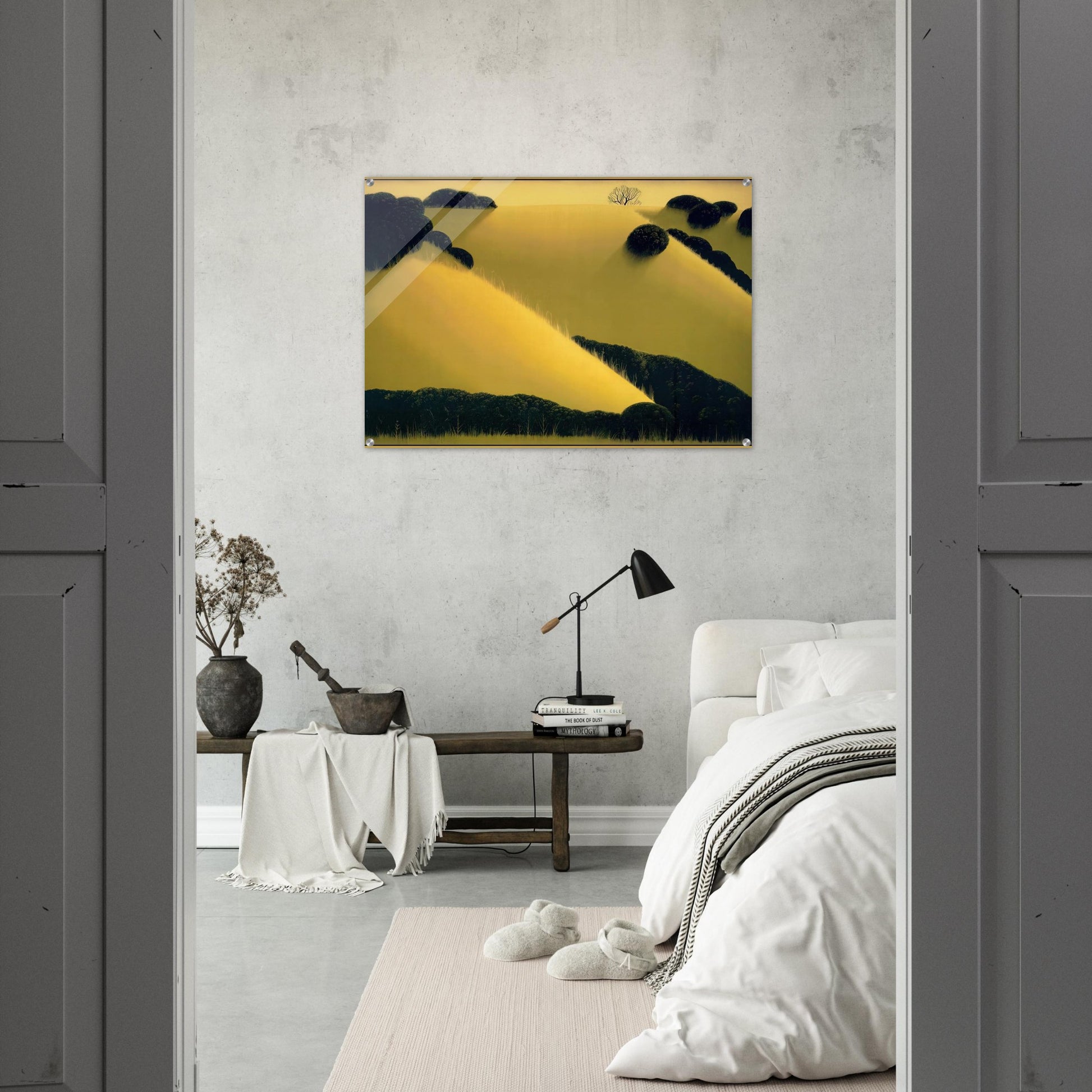 Golden Hills - Eyvind Earle Acrylic Print - 70x100 cm / 28x40″ inches