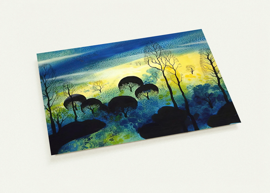 Pastures Through the Fog By Eyvind Earle Pack of 10 Post Cards | Eyvind Earle Post Cards | A6 (10.5 x 14.8 cm) - 4.1 x 5.8 inches