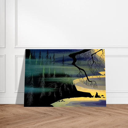 Blue Mist - Eyvind Earle Brushed Aluminum Print - 70x100 cm / 28x40 inches | Eyvind Earle Aluminum Print | Eyvind Earle Prints