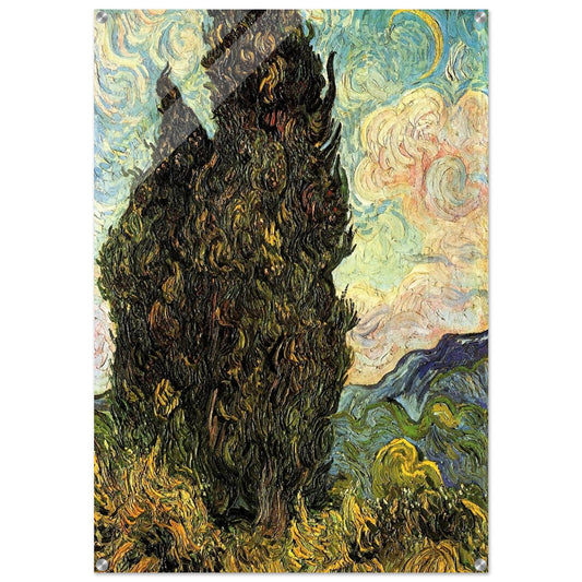 Two Cypresses - Vincent van Gogh Acrylic Print - 70x100 cm / 28x40″ inches