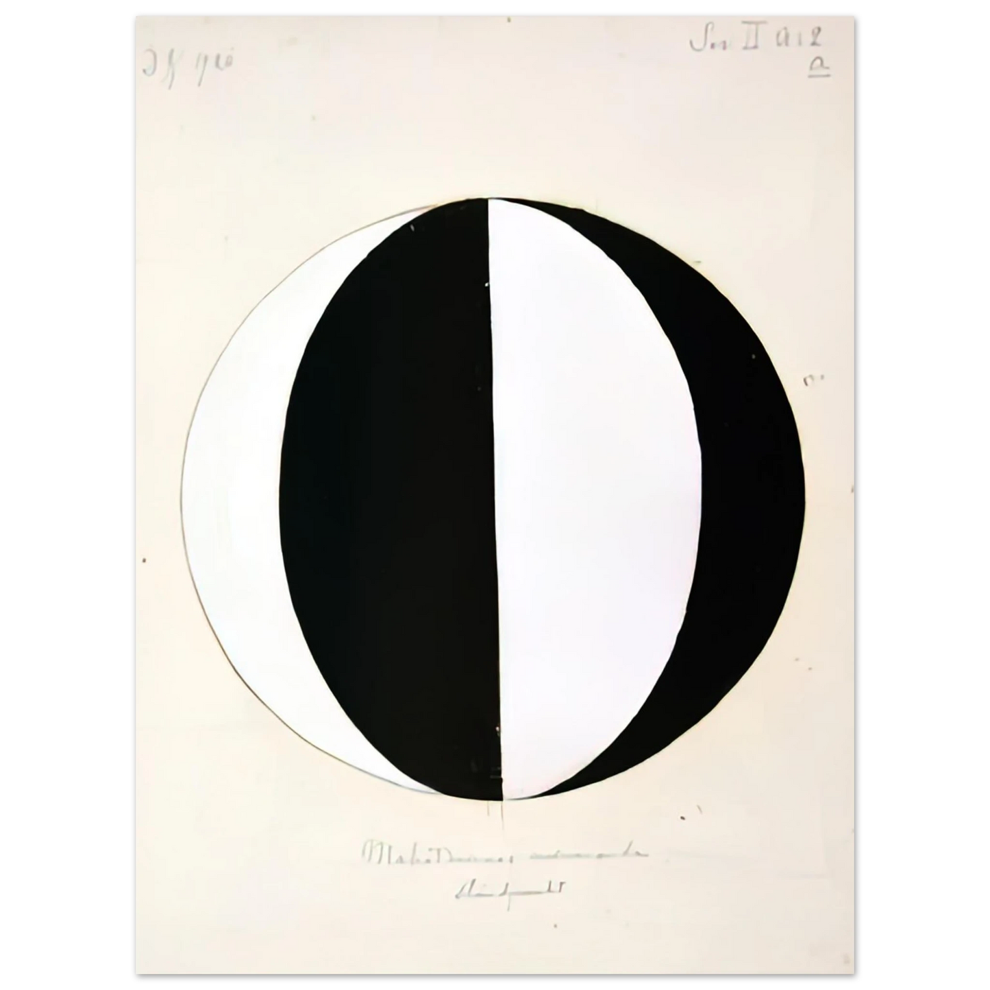 Hilma af Klint - THE MAHATMAS PRESENT STANDING POINT SERIES II NO 2A 1920 Wall art - 15x20 cm / 6x8 inches - Premium Wooden Framed Poster With Fine Art Paper-canvas - White frame