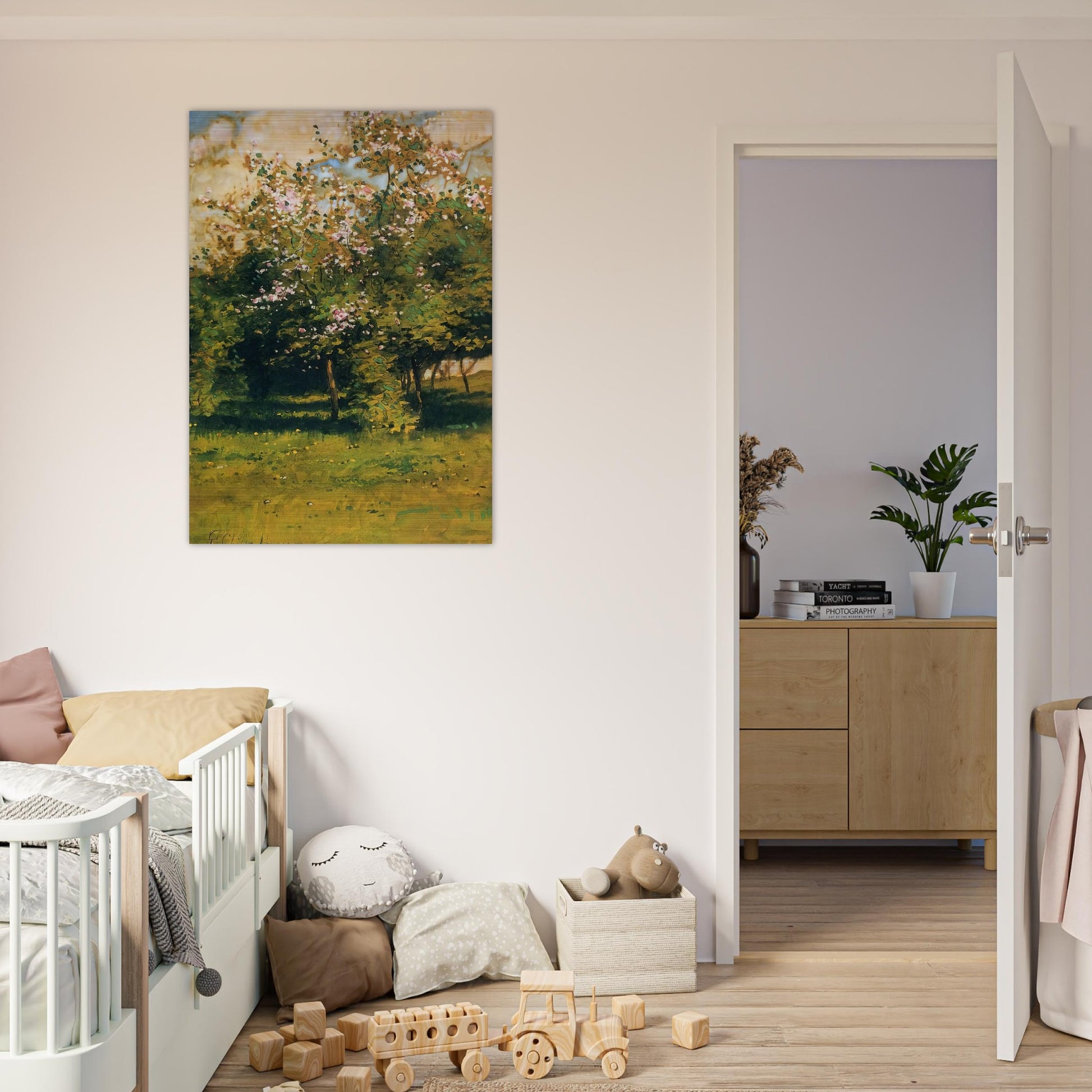 Blossoming Trees - Childe Hassam Brushed Aluminum Print - 70x100 cm / 28x40 inches | Childe Hassam Aluminum Print | Childe Hassam Prints