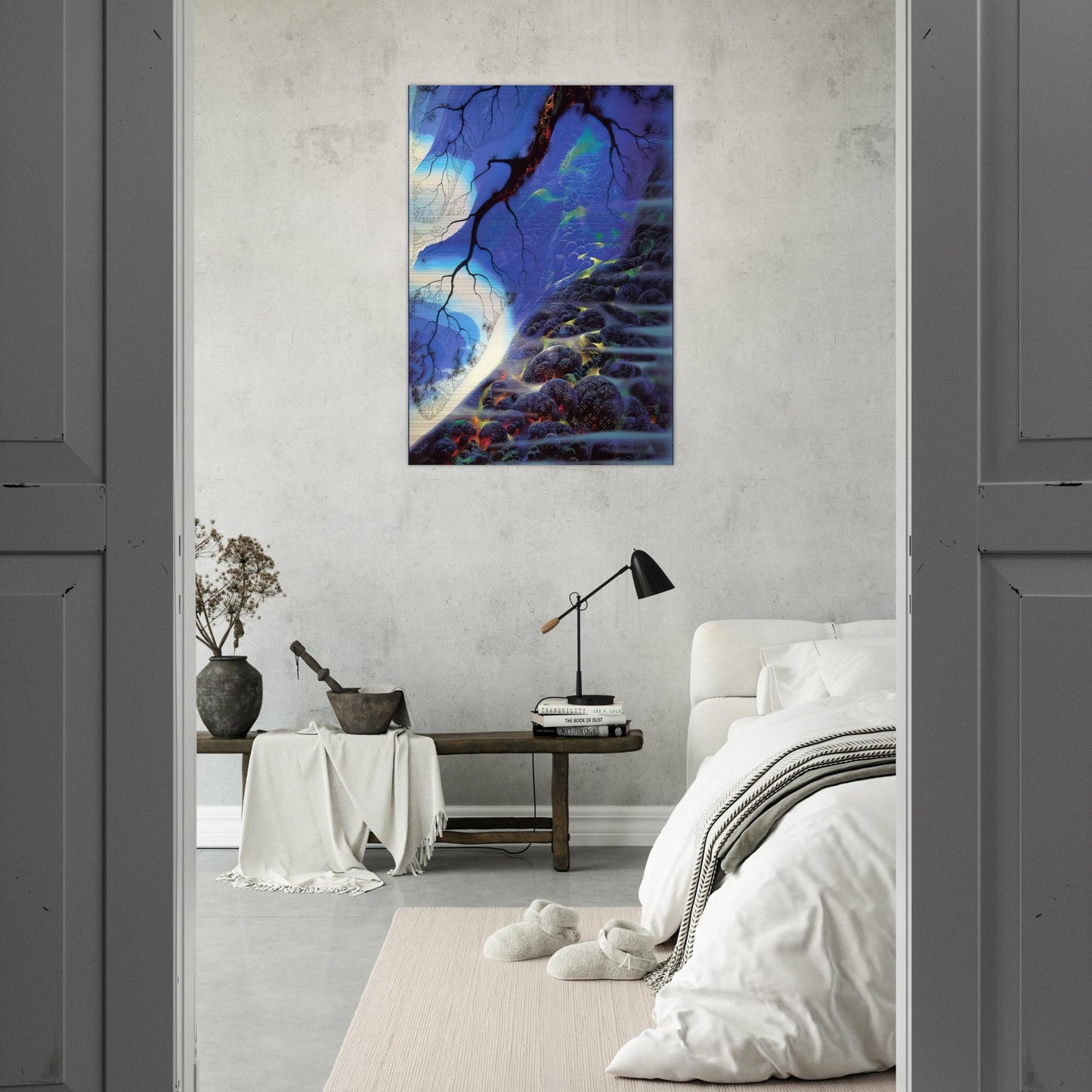 Mystical Big Sur - Eyvind Earle Brushed Aluminum Print - 70x100 cm / 28x40 inches | Eyvind Earle Aluminum Print | Eyvind Earle Prints