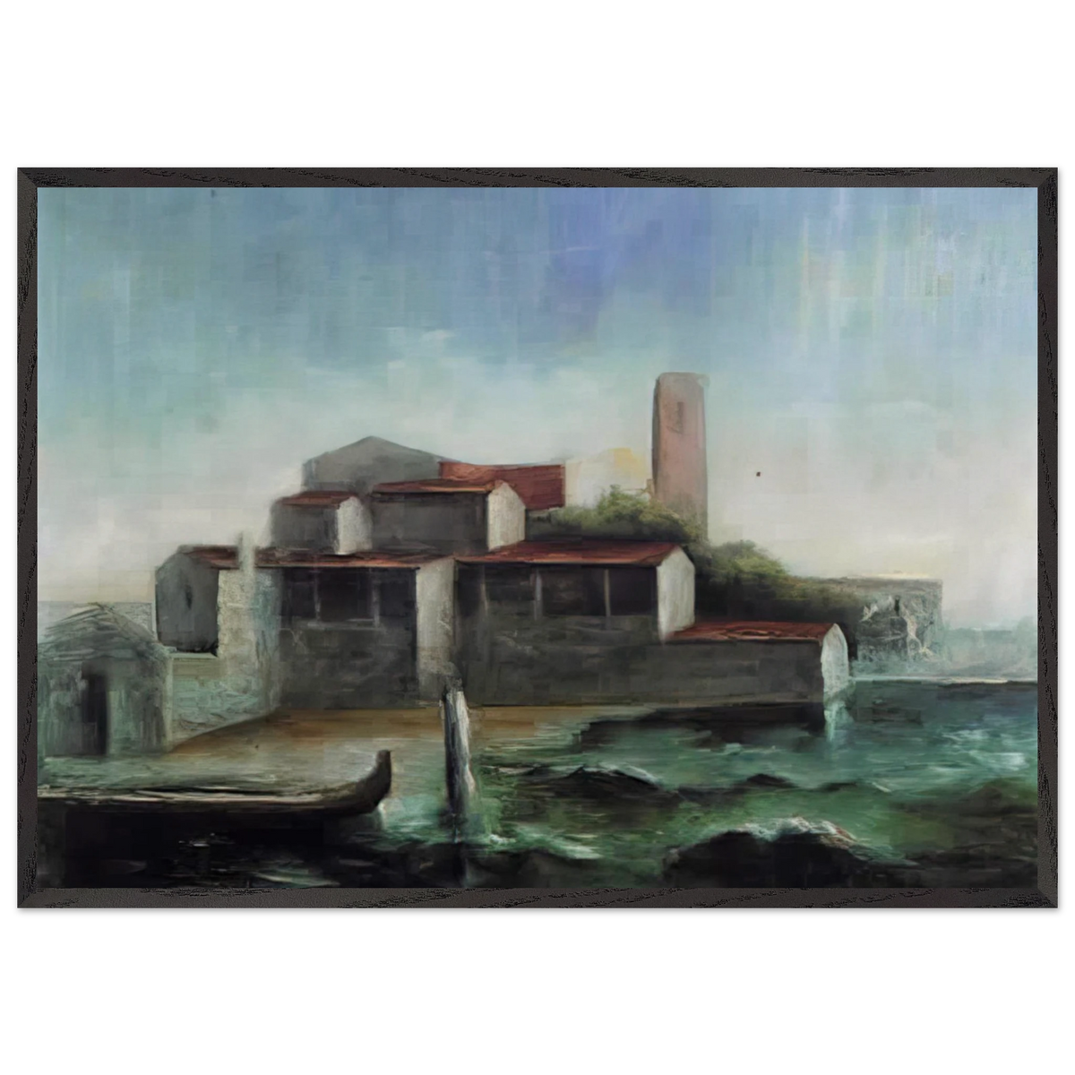 LO SQUERO DI SAN TROVASO 1938 - Carlo Carra 70x100 cm / 28x40 inches Framed Art Print – Black Wooden Frame