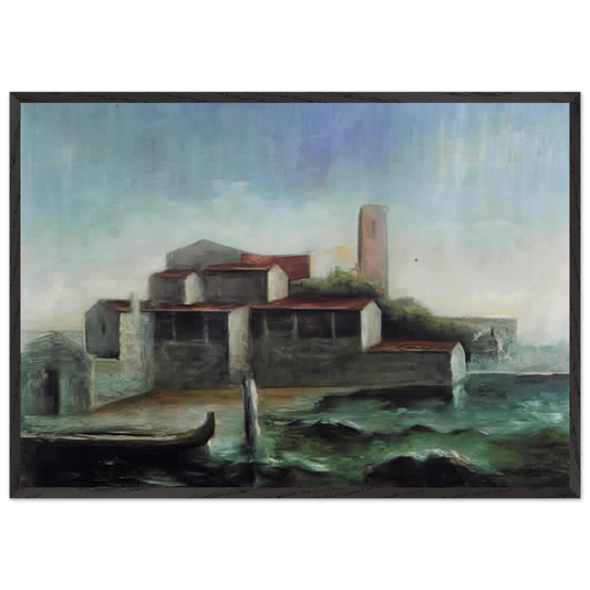 LO SQUERO DI SAN TROVASO 1938 - Carlo Carra 70x100 cm / 28x40 inches Framed Art Print – Black Wooden Frame