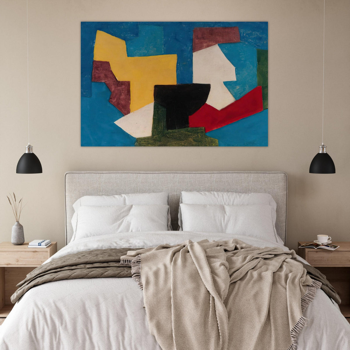 Composition multicolore à dominante bleue - 1969 - Serge Poliakoff Art Prints - 100x150 cm / 40x60″ inches | Serge Poliakoff Poster | Serge Poliakoff Prints