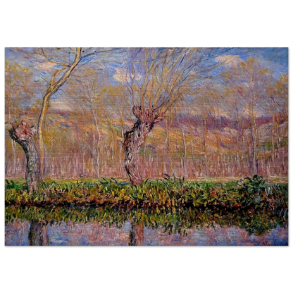 The Banks of the River Epte in Springtime - claude monet Brushed Aluminum Print - 70x100 cm / 28x40 inches | claude monet Aluminum Print | claude monet Prints