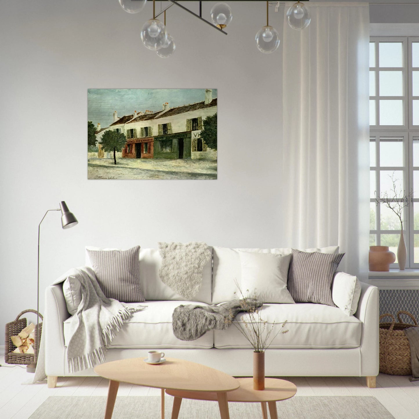 BISTROS IN A SUBURB - Maurice Utrillo Brushed Aluminum Print - 70x100 cm / 28x40 inches | Maurice Utrillo Aluminum Print | Maurice Utrillo Prints