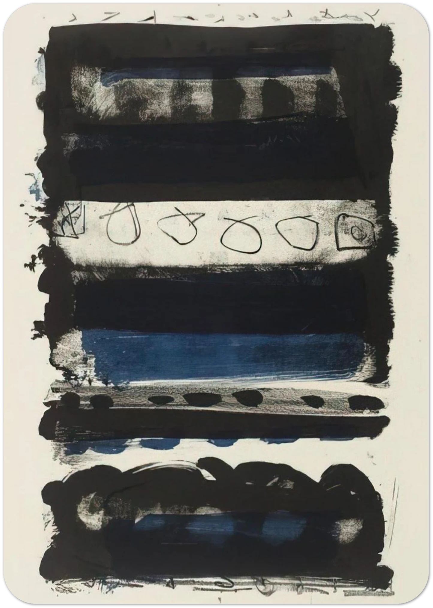 Black and Blue Stripes - 1958 By Patrick Heron Pack of 10 Post Cards | Patrick Heron Post Cards | A6 (10.5 x 14.8 cm) - 4.1 x 5.8 inches