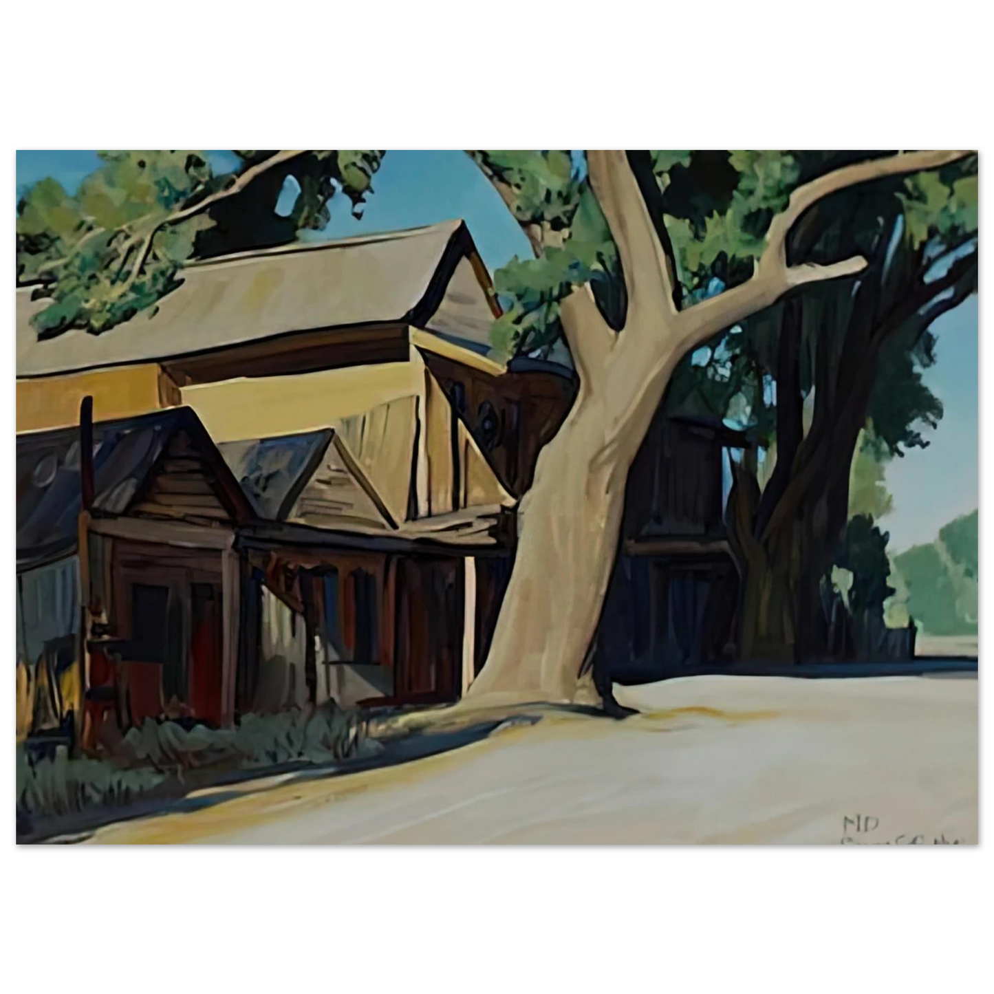 Maynard Dixon - OLD CHINATOWN CARSON CITY NEVADA 1937 Wall art - 40x50 cm / 16x20 inches - Premium Wooden Framed Poster With Fine Art Paper-canvas - Black frame
