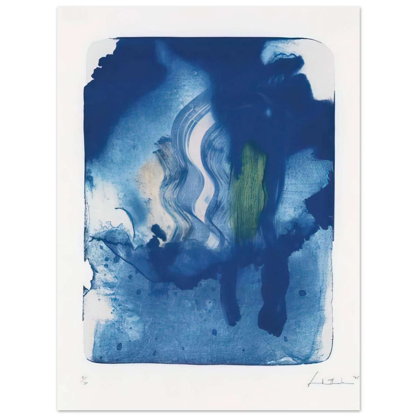 Helen Frankenthaler - Reflections V - 1995 Wall art - 40x50 cm / 16x20 inches - Premium Wooden Framed Poster With Fine Art Paper-canvas - Wood frame