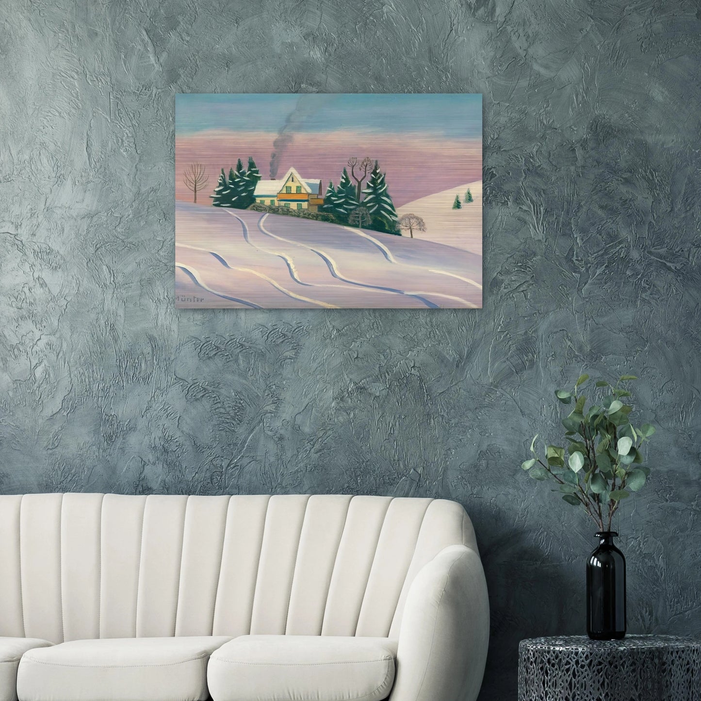 WINTERLANDSCAPE IN BAVARIA 1950 - Gabriele Munter Brushed Aluminum Print - 70x100 cm / 28x40 inches | Gabriele Munter Aluminum Print | Gabriele Munter Prints