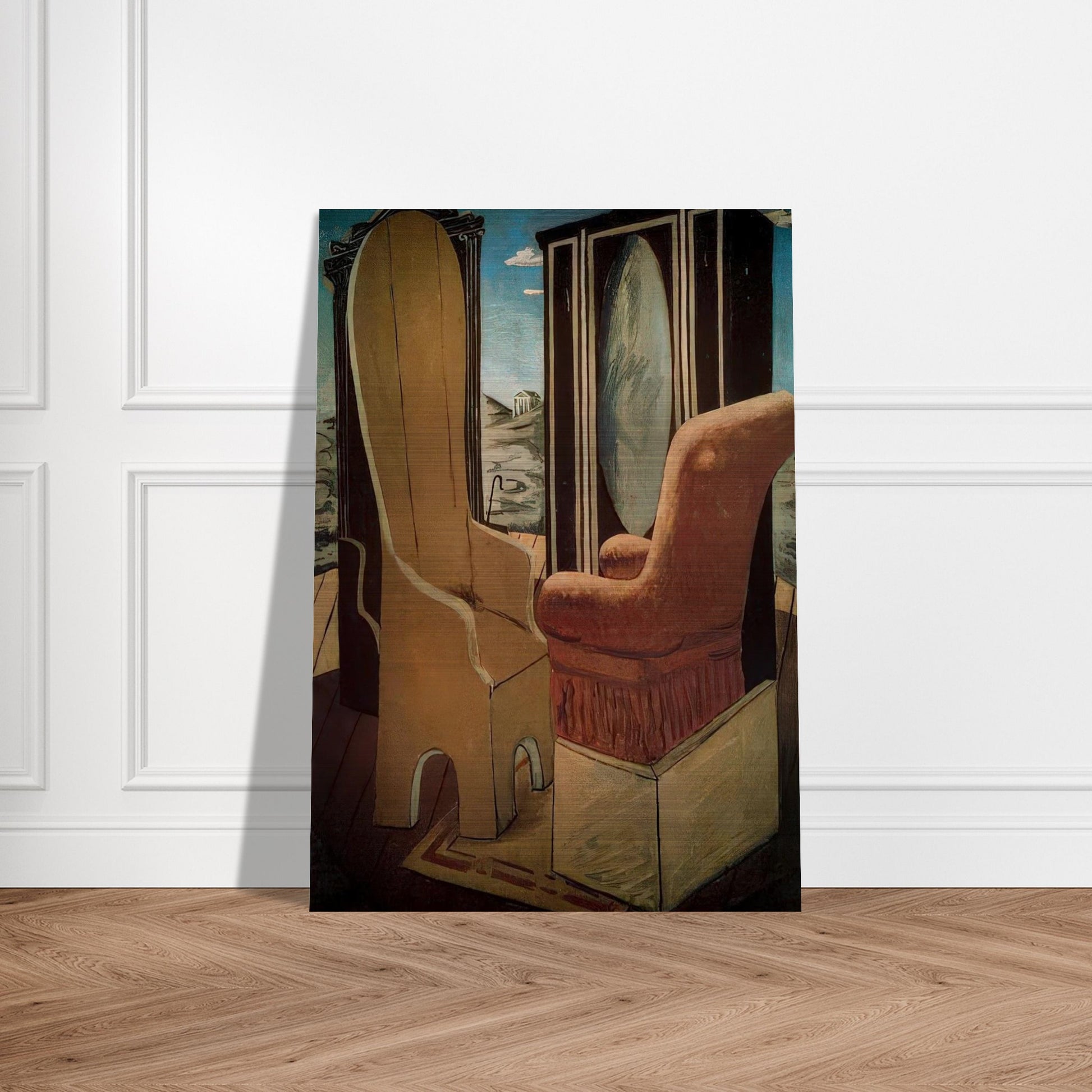 FURNITURE IN THE VALLEY - Giorgio de Chirico Brushed Aluminum Print - 70x100 cm / 28x40 inches | Giorgio de Chirico Aluminum Print | Giorgio de Chirico Prints