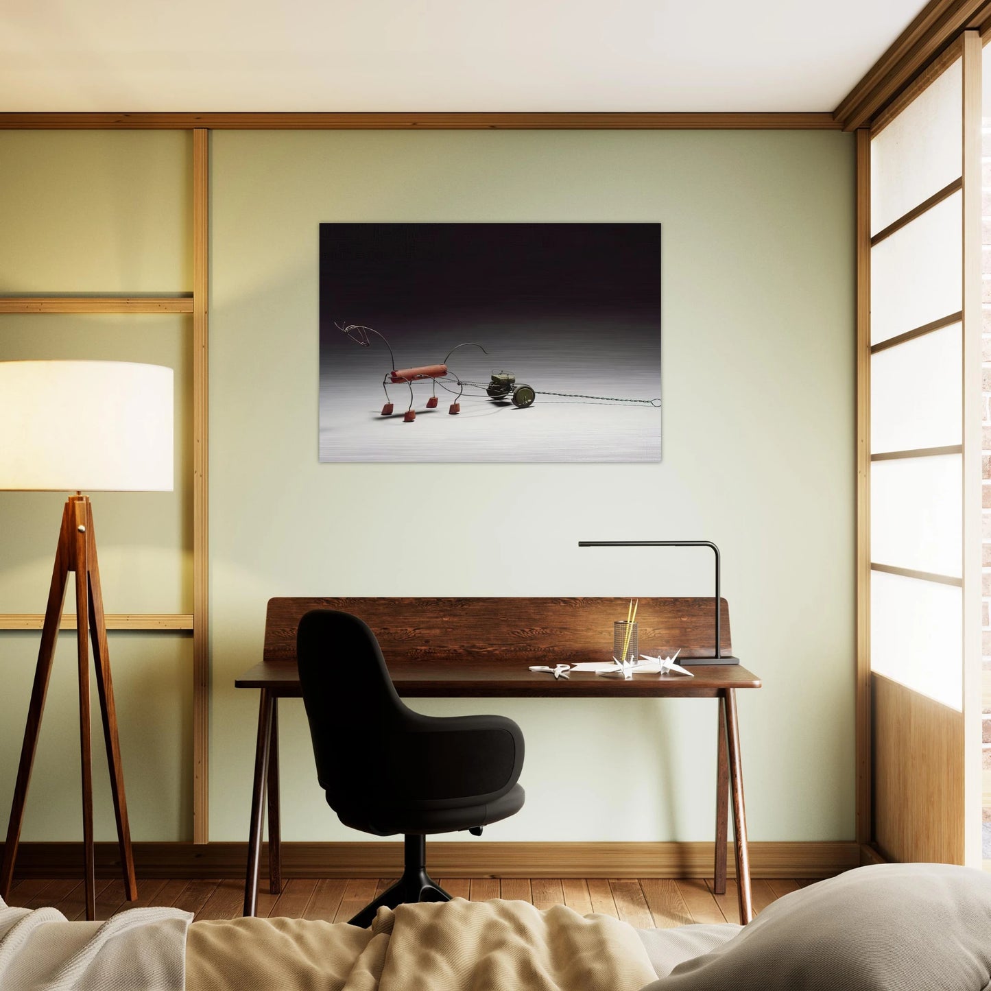 RED HORSE AND GREEN SULKY 1926 - Alexander Calder Brushed Aluminum Print - 70x100 cm / 28x40 inches | Alexander Calder Aluminum Print | Alexander Calder Prints