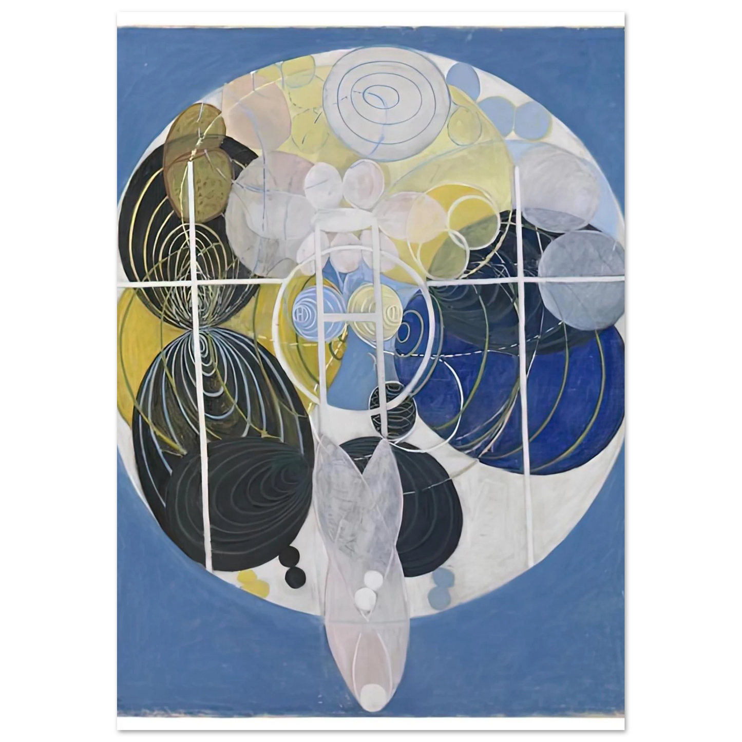 Hilma af Klint - THE LARGE FIGURE PAINTINGS NR 5 1907 Wall art - 28x43  cm / XL (11x17 inches) - Premium Wooden Framed Poster With Fine Art Paper-canvas - White frame