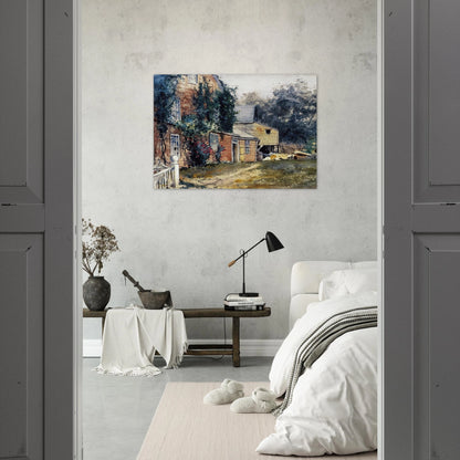 Old House, Nantucket - Childe Hassam Brushed Aluminum Print - 70x100 cm / 28x40 inches | Childe Hassam Aluminum Print | Childe Hassam Prints