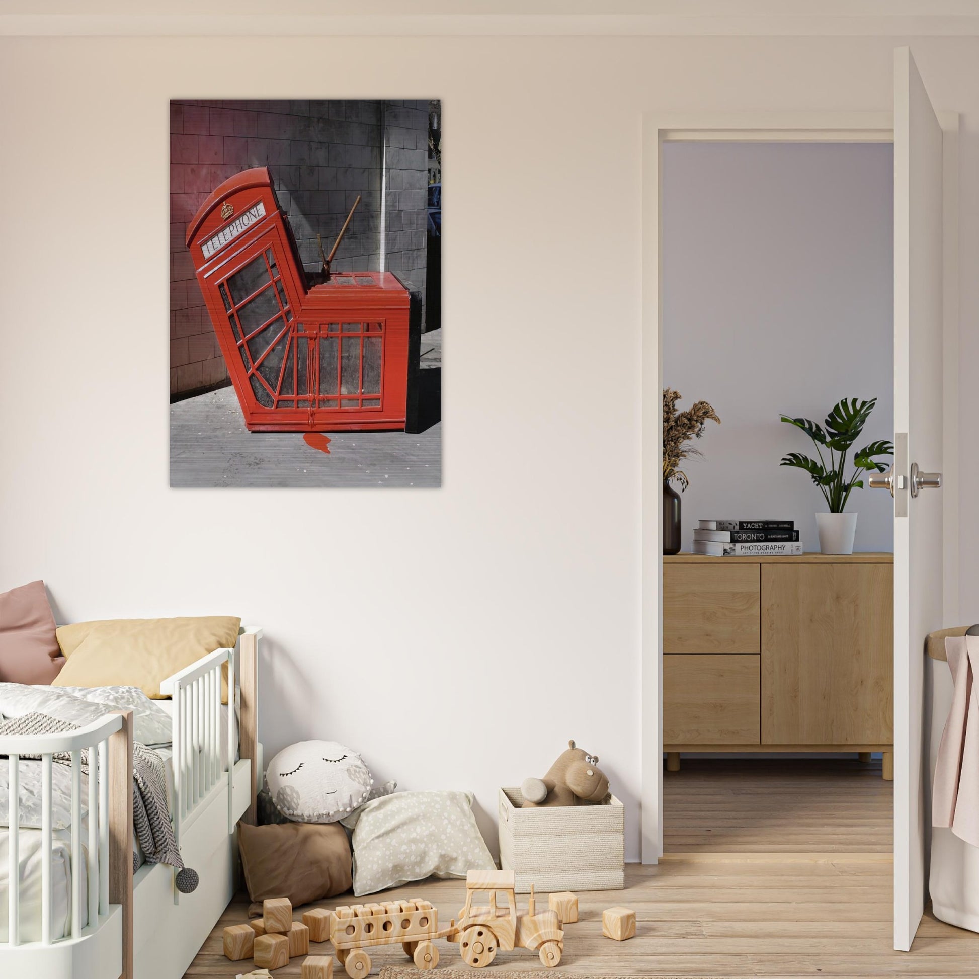 VANDALISED PHONE BOX 2005 - Banksy Brushed Aluminum Print - 70x100 cm / 28x40 inches | Banksy Aluminum Print | Banksy Prints