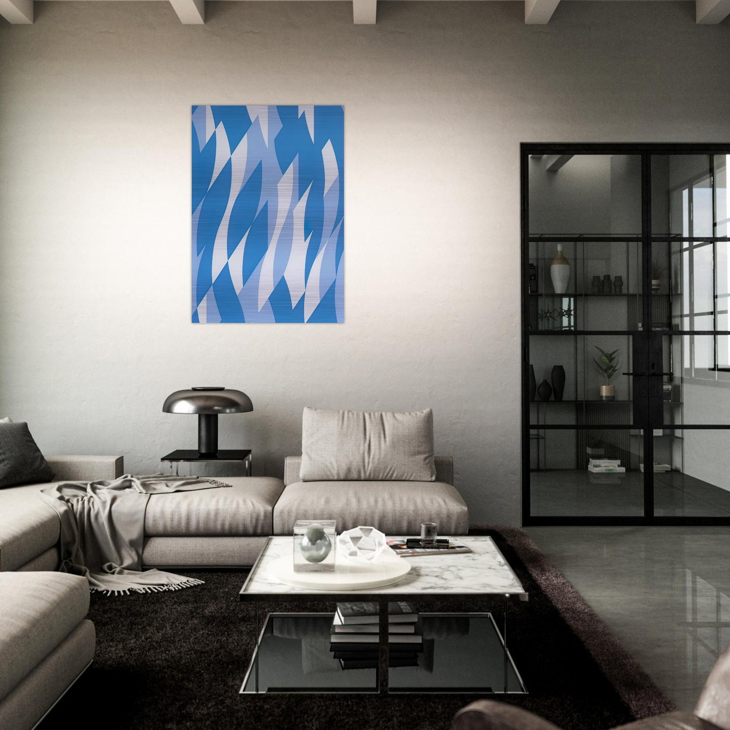 TWO BLUES 2003 - Bridget Riley Brushed Aluminum Print - 70x100 cm / 28x40 inches | Bridget Riley Aluminum Print | Bridget Riley Prints