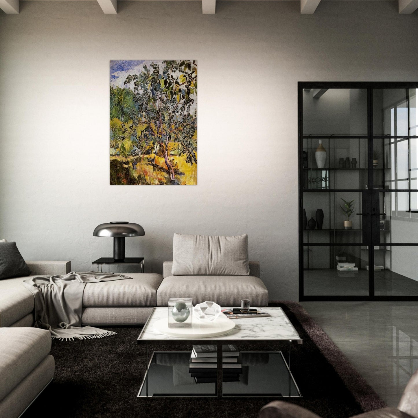 Corner of a garden Sun - Post-Impressionism - Natalia Goncharova Brushed Aluminum Print - 70x100 cm / 28x40 inches | Natalia Goncharova Aluminum Print | Natalia Goncharova Prints
