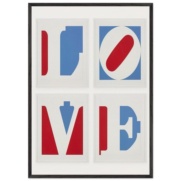Four Panel Love - Robert Indiana 70x100 cm / 28x40 inches Framed Art Print – Black Wooden Frame