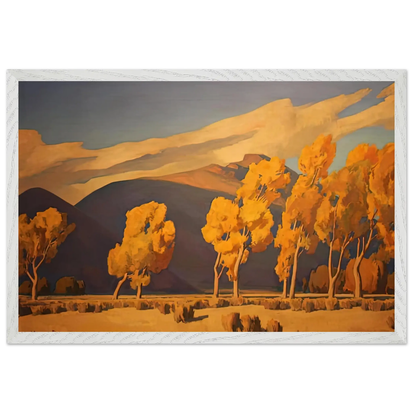 Maynard Dixon - NOVEMBER IN NEVADA 1935 Wall art - 21x29.7 cm / 8x12" - Premium Wooden Framed Poster With Fine Art Paper - White frame