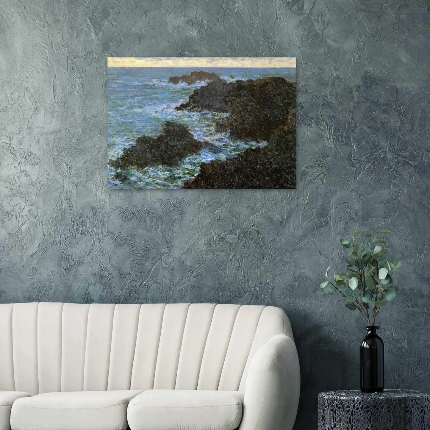 The rocks of Belle-Ile - claude monet Brushed Aluminum Print - 70x100 cm / 28x40 inches | claude monet Aluminum Print | claude monet Prints