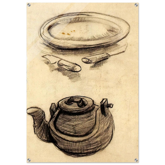 Plate with Cutlery and a Kettle - Vincent van Gogh Acrylic Print - 70x100 cm / 28x40″ inches