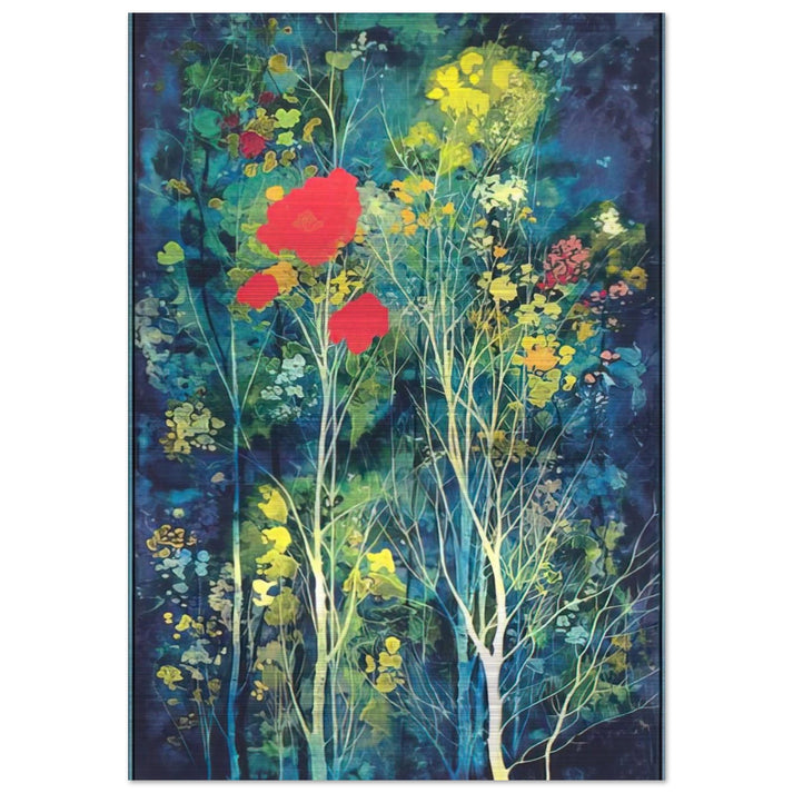 Poppies and Flowers - Eyvind Earle Brushed Aluminum Print - 70x100 cm / 28x40 inches | Eyvind Earle Aluminum Print | Eyvind Earle Prints