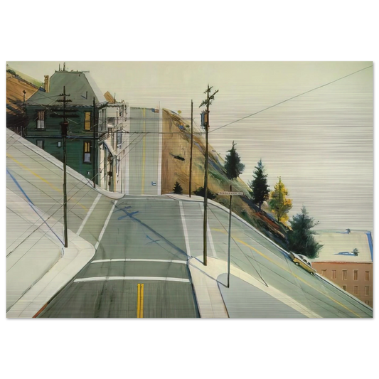 24th Street Intersection - 1977 - Wayne Thiebaud Brushed Aluminum Print - 70x100 cm / 28x40 inches | Wayne Thiebaud Aluminum Print | Wayne Thiebaud Prints