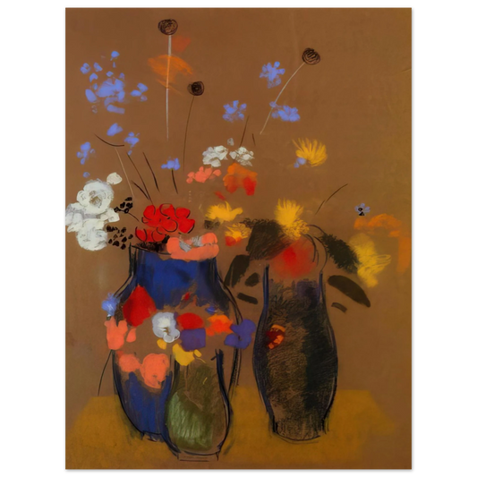 Odilon Redon - THREE VASES OF FLOWERS  75x100 cm / 30x40inches Fine Art Poster