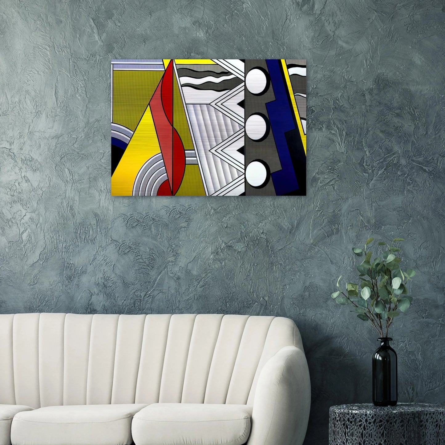 MODERN PAINTING WITH CLEF 1967 - Roy Lichtenstein Brushed Aluminum Print - 70x100 cm / 28x40 inches | Roy Lichtenstein Aluminum Print | Roy Lichtenstein Prints