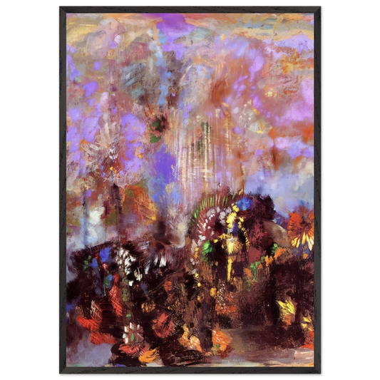 COMPOSITION WITH FLOWERS - Odilon Redon 70x100 cm / 28x40 inches Framed Art Print – Black Wooden Frame