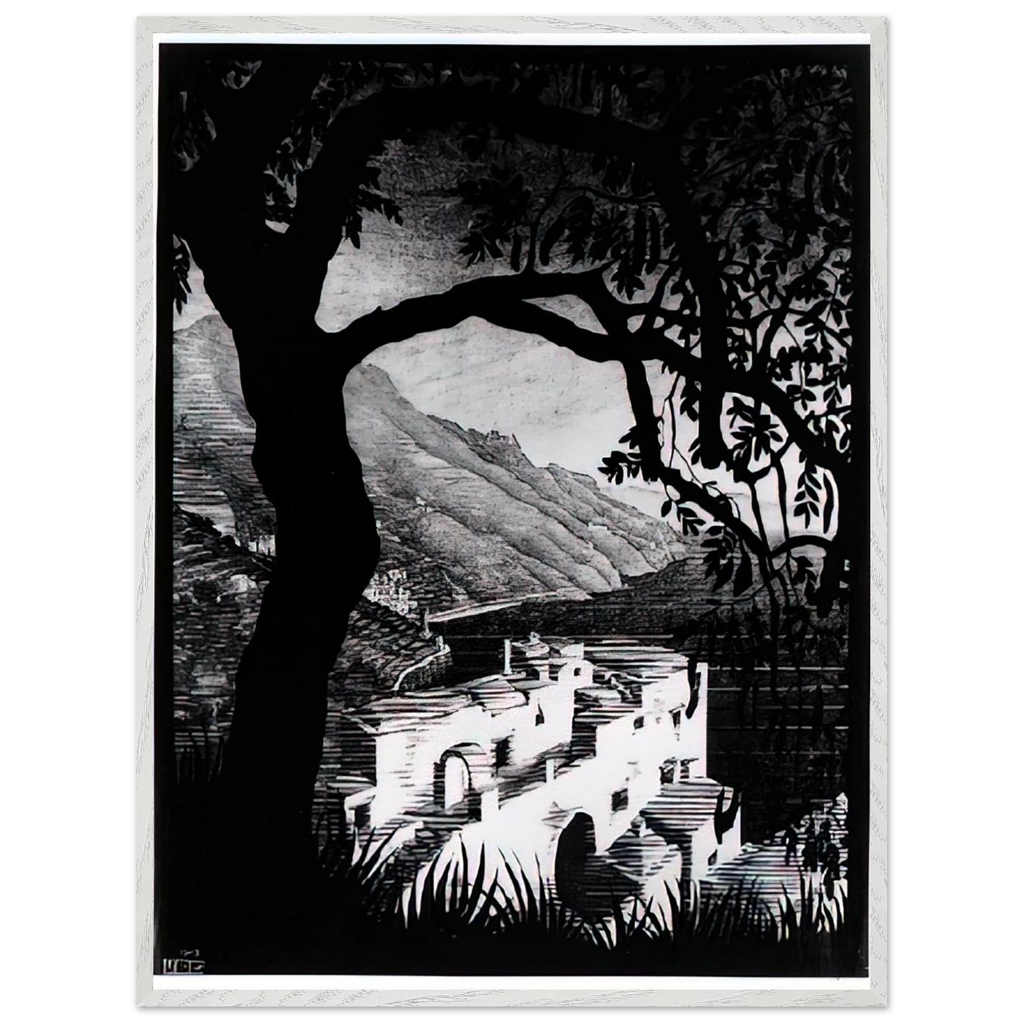 MC Escher - COAST OF AMALFI Wall Art - 30x40 cm / 12x16 inches - Fine Art Poster - -