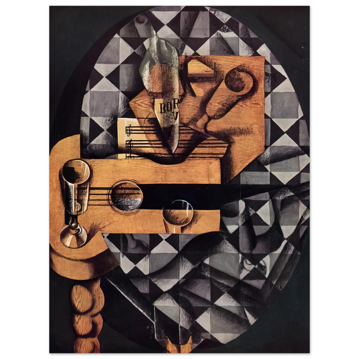 Juan Gris - GUITAR BOTTLE AND GLASS 1914  75x100 cm / 30x40inches Fine Art Poster