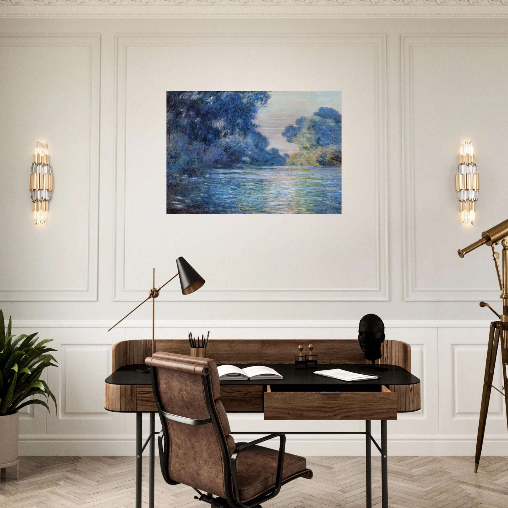 Morning on the Seine at Giverny 02 - claude monet Brushed Aluminum Print - 70x100 cm / 28x40 inches | claude monet Aluminum Print | claude monet Prints