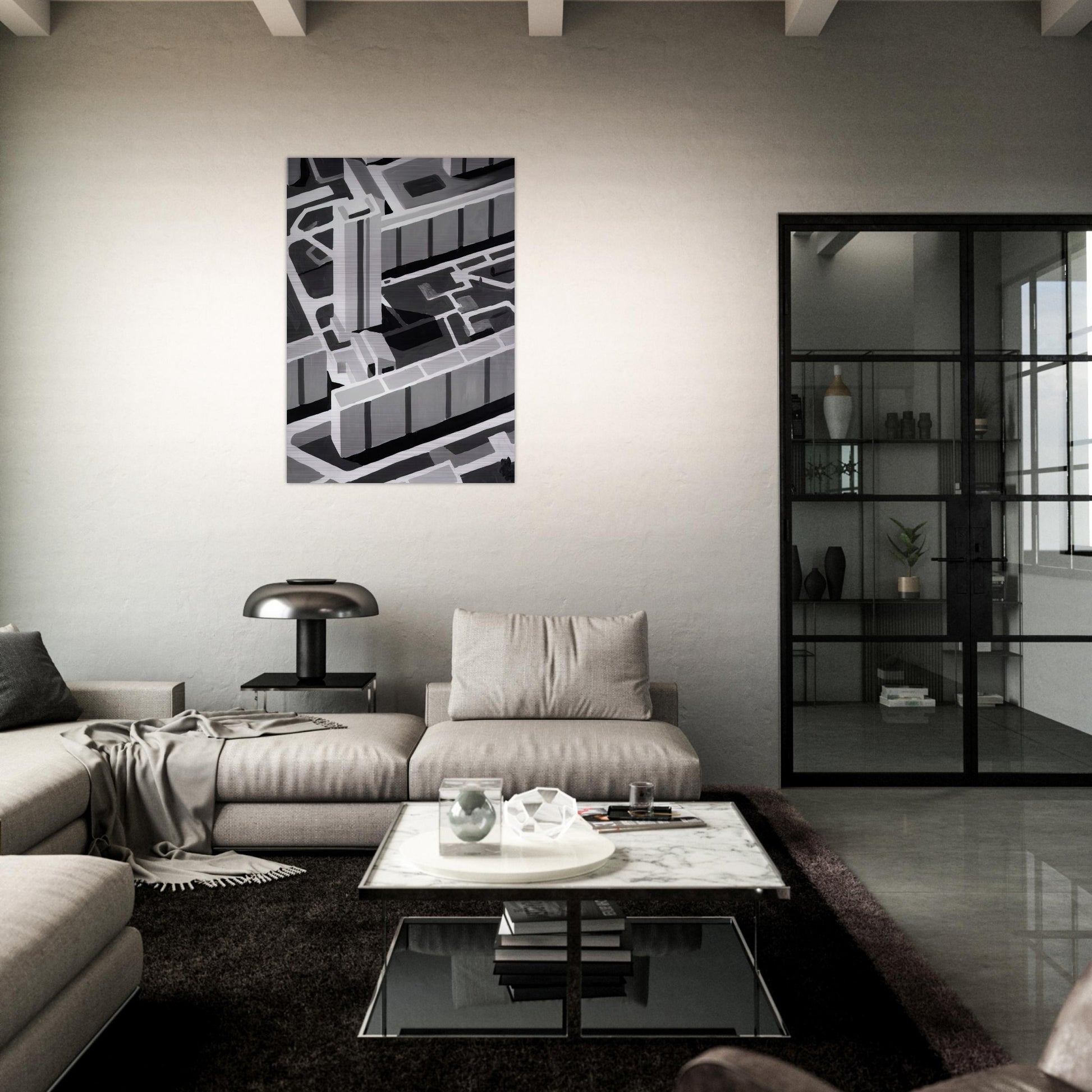 TOWNSCAPE SL 1969 - Gerhard Richter Brushed Aluminum Print - 70x100 cm / 28x40 inches | Gerhard Richter Aluminum Print | Gerhard Richter Prints