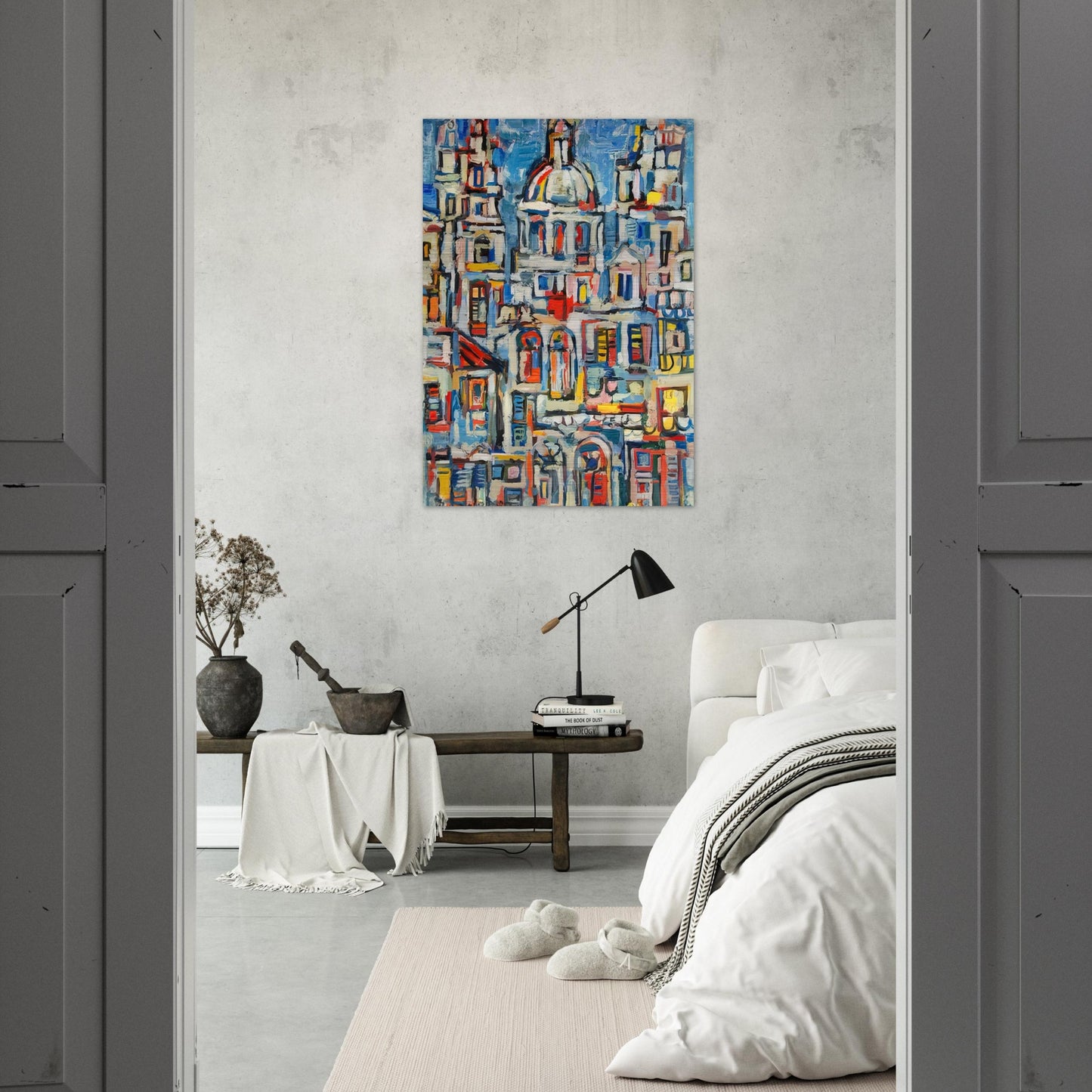 LANDSCAPE OF HAVANA 1961 - Rene Portocarrero Brushed Aluminum Print - 70x100 cm / 28x40 inches | Rene Portocarrero Aluminum Print | Rene Portocarrero Prints
