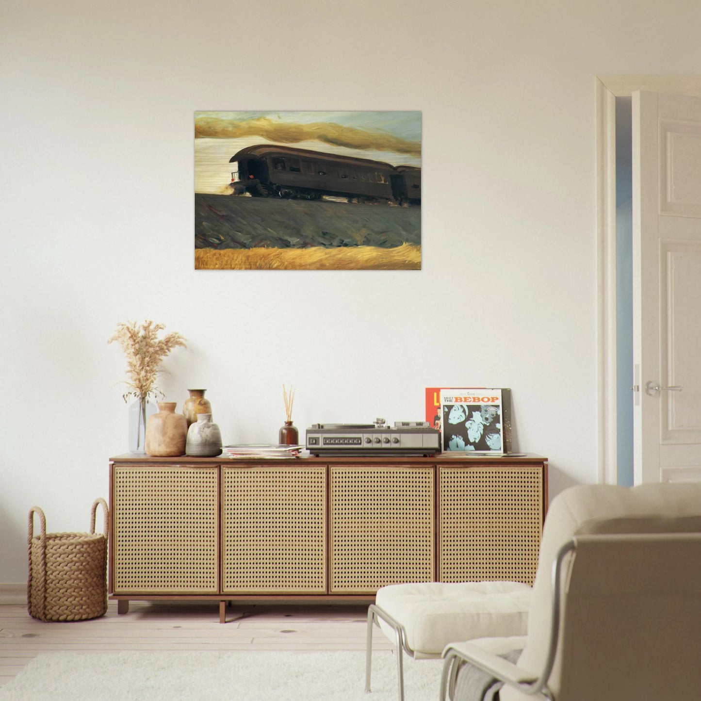 Railroad Train - Edward Hopper Brushed Aluminum Print - 70x100 cm / 28x40 inches | Edward Hopper Aluminum Print | Edward Hopper Prints