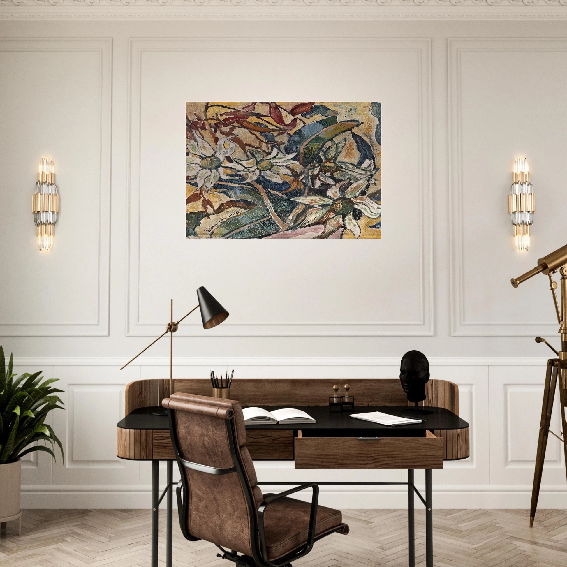 Flannel flowers and gum leaves - 1928 - Grace Cossington Smith Brushed Aluminum Print - 70x100 cm / 28x40 inches | Grace Cossington Smith Aluminum Print | Grace Cossington Smith Prints