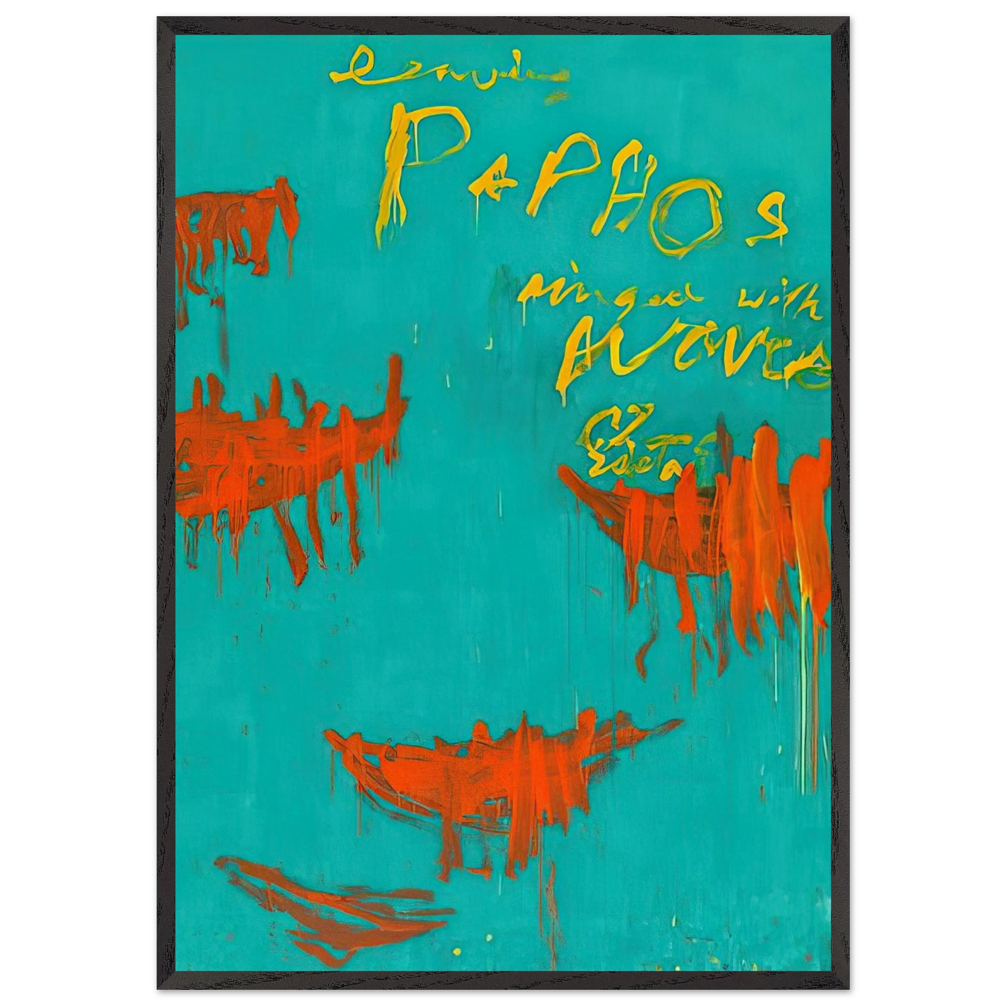 Leaving Paphos Ringed With Waves III - Cy Twombly 70x100 cm / 28x40 inches Framed Art Print – Black Wooden Frame