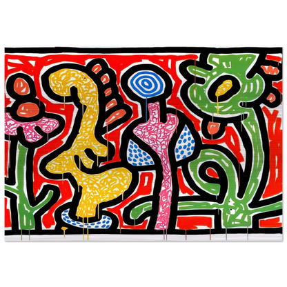 FLOWERS IV 1990 - Keith Haring Brushed Aluminum Print - 70x100 cm / 28x40 inches | Keith Haring Aluminum Print | Keith Haring Prints
