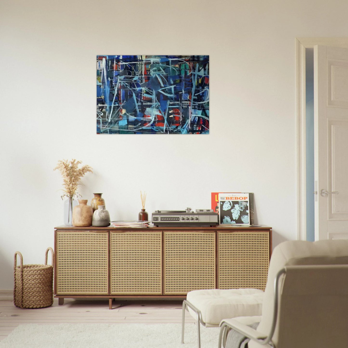 Abstract in Blue - 1950 - Robert Goodnough Brushed Aluminum Print - 70x100 cm / 28x40 inches | Robert Goodnough Aluminum Print | Robert Goodnough Prints
