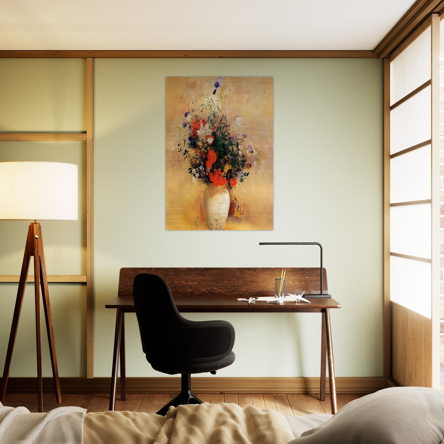 FLOWERS IN A BLUE VASE - Odilon Redon Brushed Aluminum Print - 70x100 cm / 28x40 inches | Odilon Redon Aluminum Print | Odilon Redon Prints