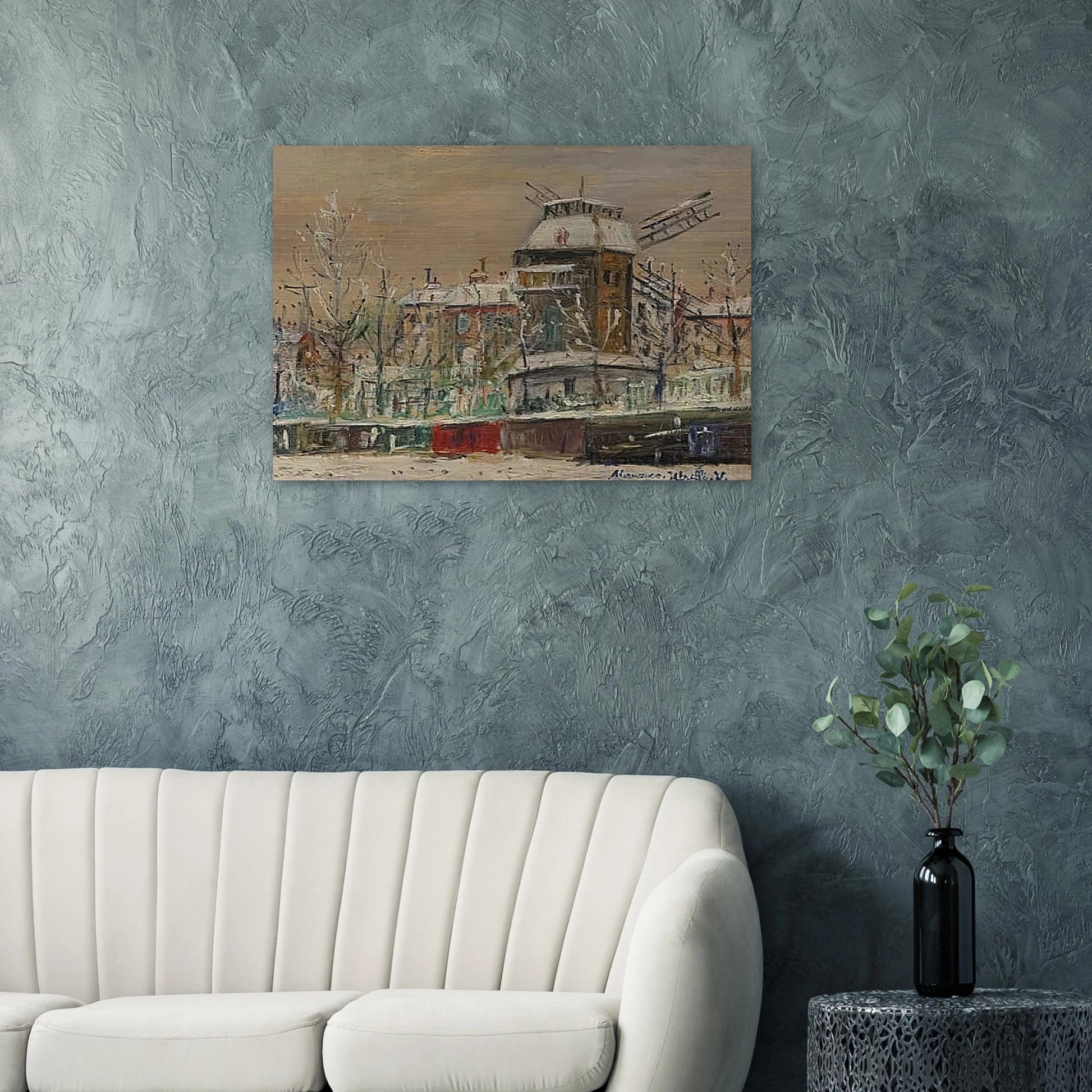MOULIN DE LA GALETTE UNDER THE SNOW 1 - Maurice Utrillo Brushed Aluminum Print - 70x100 cm / 28x40 inches | Maurice Utrillo Aluminum Print | Maurice Utrillo Prints